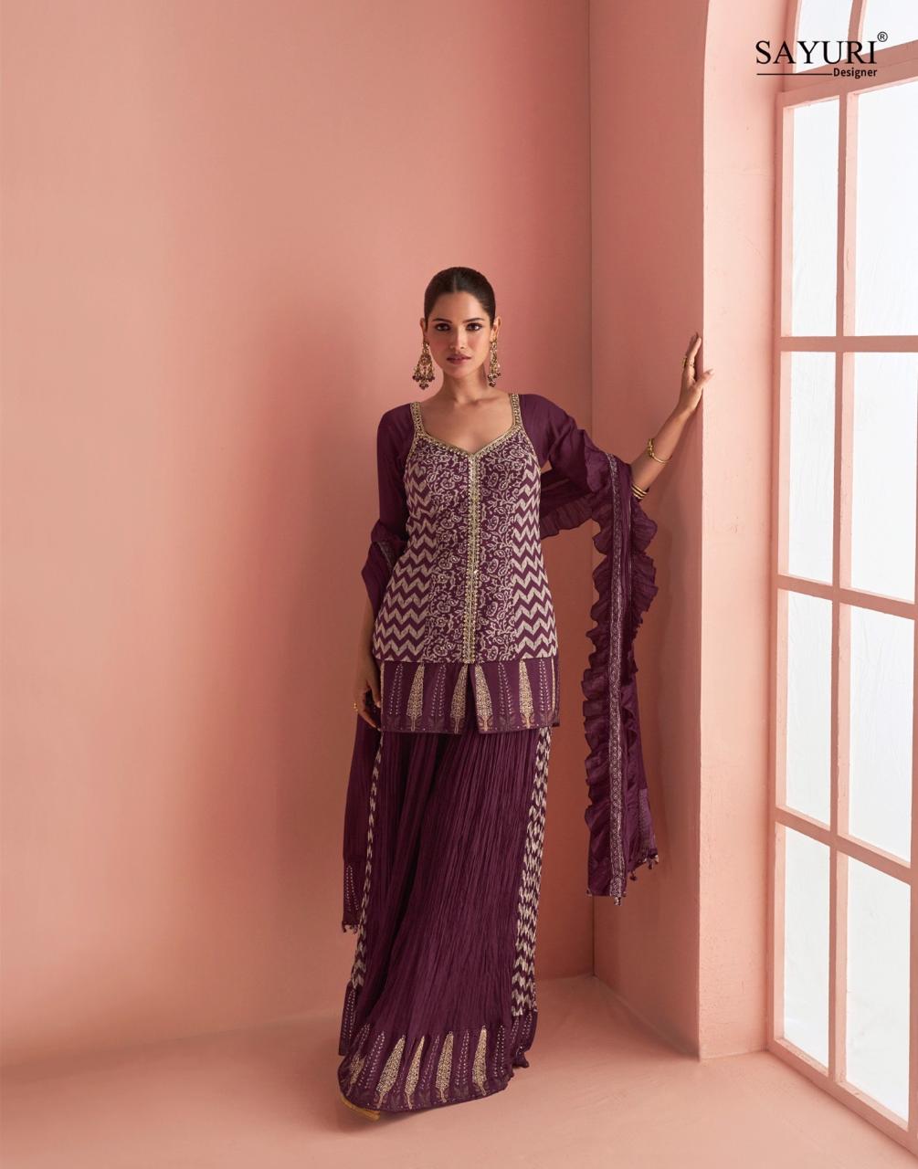 Vaarini Premium Purple Ethnic Kurta Sharara Set