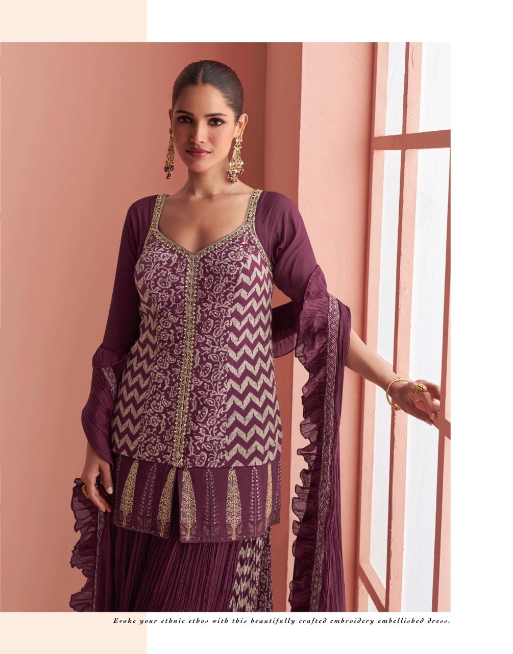 Vaarini Premium Purple Ethnic Kurta Sharara Set